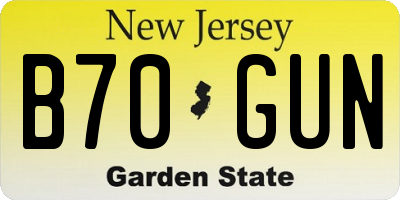 NJ license plate B70GUN