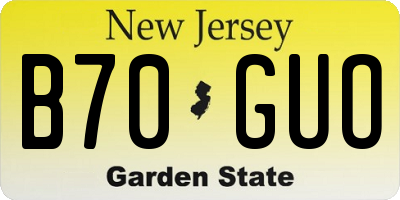 NJ license plate B70GUO