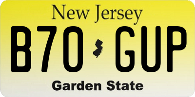 NJ license plate B70GUP