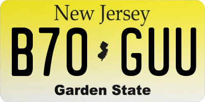 NJ license plate B70GUU
