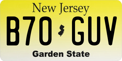 NJ license plate B70GUV