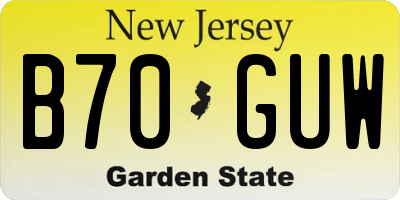 NJ license plate B70GUW