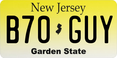 NJ license plate B70GUY