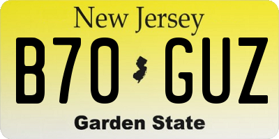 NJ license plate B70GUZ