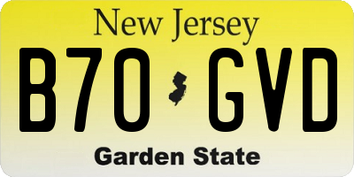 NJ license plate B70GVD