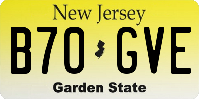 NJ license plate B70GVE