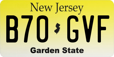 NJ license plate B70GVF