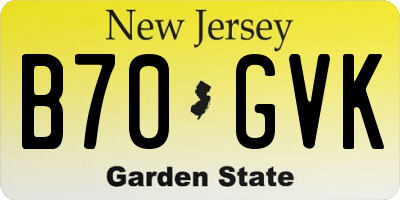 NJ license plate B70GVK