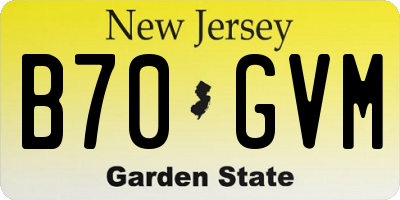 NJ license plate B70GVM