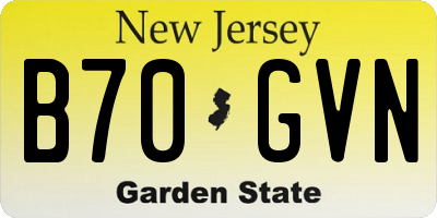 NJ license plate B70GVN