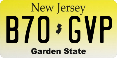 NJ license plate B70GVP