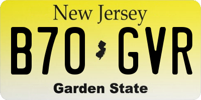 NJ license plate B70GVR