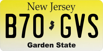 NJ license plate B70GVS