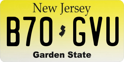 NJ license plate B70GVU