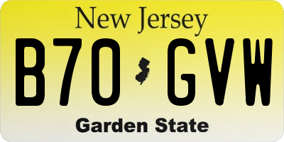 NJ license plate B70GVW