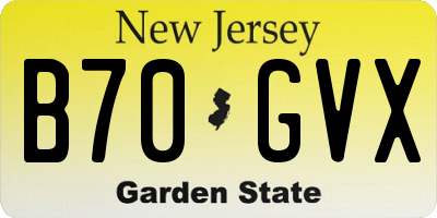 NJ license plate B70GVX