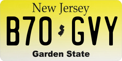 NJ license plate B70GVY