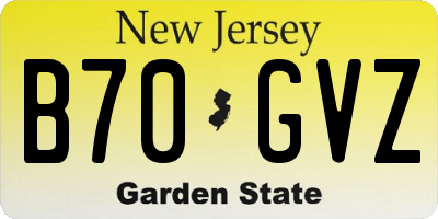 NJ license plate B70GVZ
