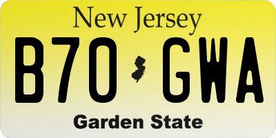 NJ license plate B70GWA