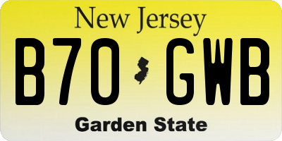 NJ license plate B70GWB