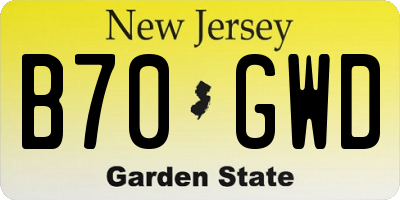 NJ license plate B70GWD