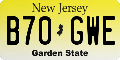 NJ license plate B70GWE