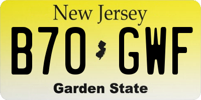 NJ license plate B70GWF