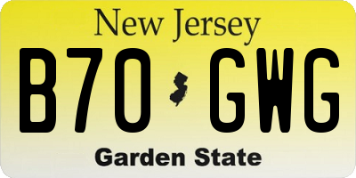 NJ license plate B70GWG