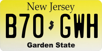 NJ license plate B70GWH