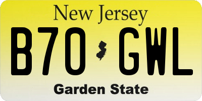 NJ license plate B70GWL