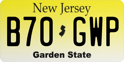 NJ license plate B70GWP