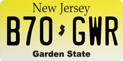 NJ license plate B70GWR