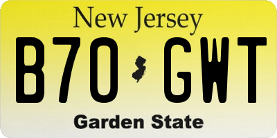 NJ license plate B70GWT