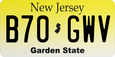 NJ license plate B70GWV