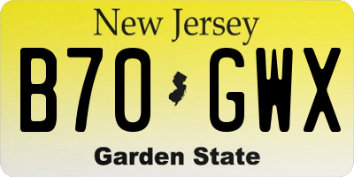 NJ license plate B70GWX