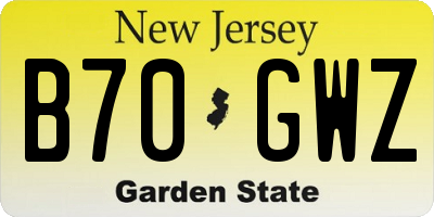 NJ license plate B70GWZ