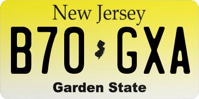 NJ license plate B70GXA
