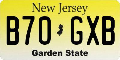 NJ license plate B70GXB