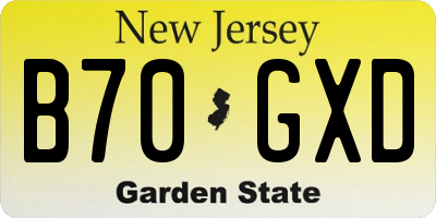 NJ license plate B70GXD