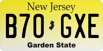 NJ license plate B70GXE