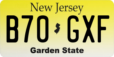 NJ license plate B70GXF