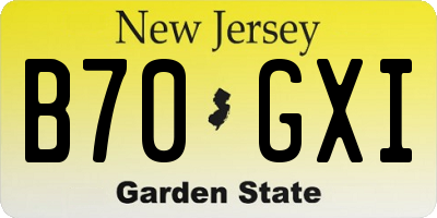 NJ license plate B70GXI