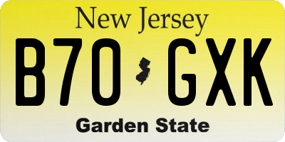 NJ license plate B70GXK