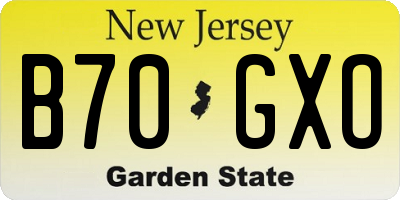 NJ license plate B70GXO