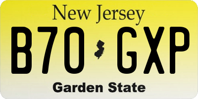NJ license plate B70GXP