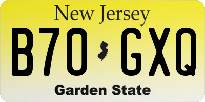 NJ license plate B70GXQ