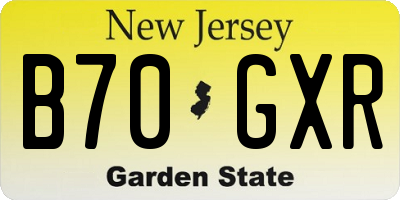 NJ license plate B70GXR