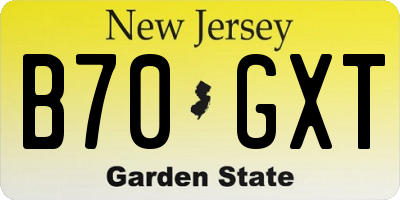 NJ license plate B70GXT