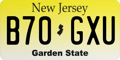 NJ license plate B70GXU