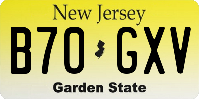 NJ license plate B70GXV